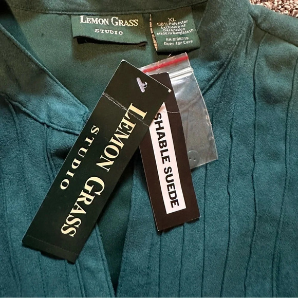 NWT Vintage Lemon Grass Studio Faux Suede Button Down Shirt Size XL - Picture 4 of 4